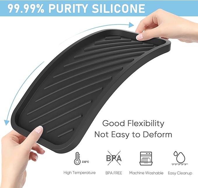 EG-SIPRO Silicone Sponge Holder,Large 10" Kitchen Sink Organizer Tray Kitchen Soap Tray Soap Sponge Holder for Bathroom Counter Sponge Caddy Dish Soap for Scrubber,Soap Dispenser,Scouring Pad