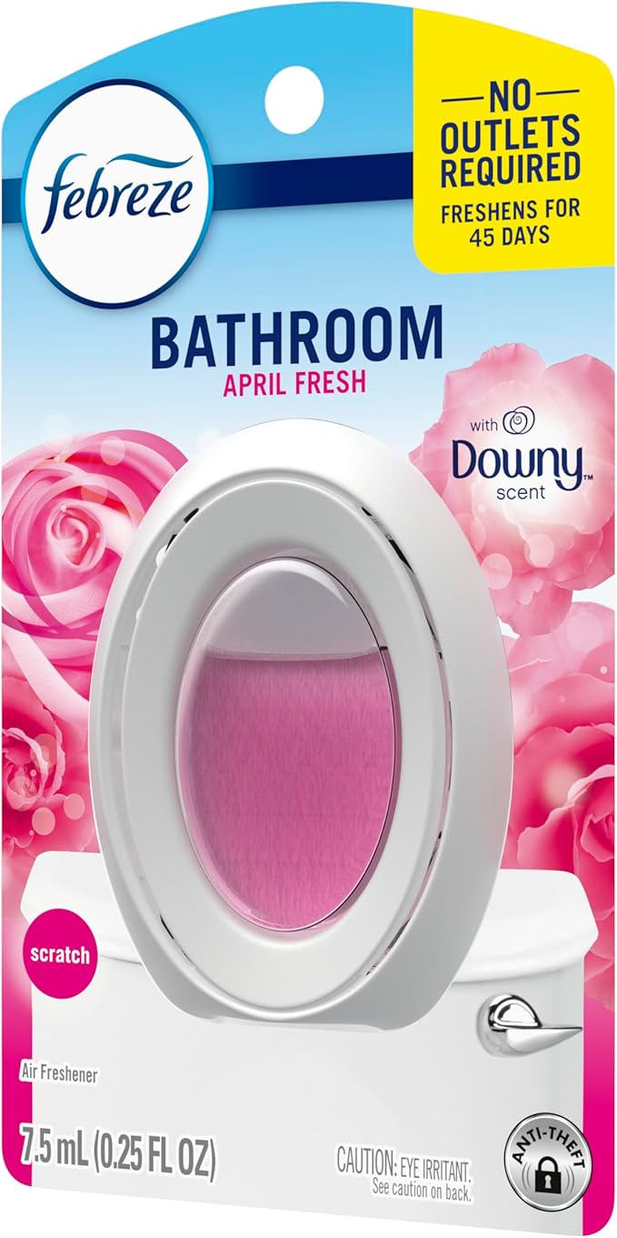 Febreze Bathroom Air Freshener, Odor-Fighting, Downy April Fresh, 6ct