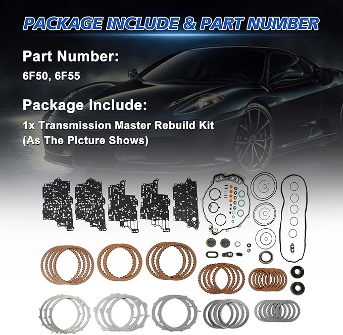 6F50 6F55 Auto Transmission Master Rebuild Kit Fits for Explorer Flex Edge Taurus X Compatible with Continental MKZ MKS MKT MKX 2 2007-2020 Car Aftermarket Parts