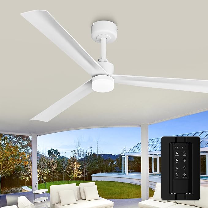 Parrot Uncle Ceiling Fans with Lights and Remote, 50 Inch White Ceiling Fan for Bedroom, Indoor Outdoor Ceiling Fans for Patios Living Room, Reversible DC Motor, 6 Speeds, Timer, Dimmable LED, ETL