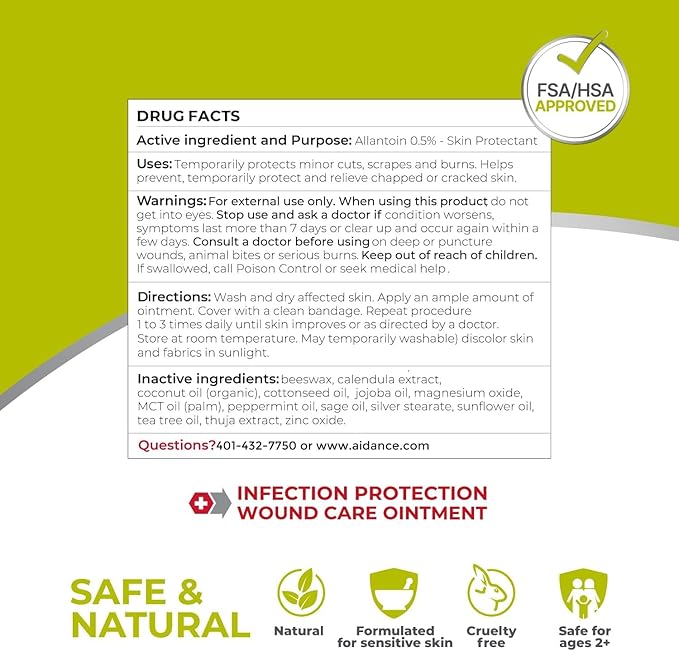 terrasil Wound Care 3X Healing Ointment, Infection Protection for Bed Sores, Pressure Sores, Skin Ulcers, Wounds, Burns, Blisters, First Aid (1.7oz)