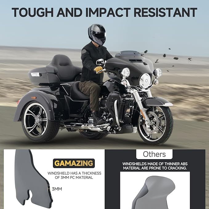 4.5" Motorcycle Windshield Wave Windscreen 2014-2023 Fit For Harley Davidson Touring Street Glide Electra Glide Ultra Limited Tri Glide Flht Flhx Flhtk Flhtc Flhtcu Smoke