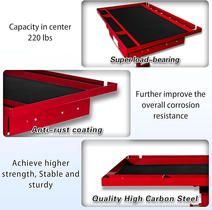 Mobile Tool Cart and Workbench, Adjustable Work Table with Wheels, Mechanic Rolling Heavy Duty Tool Tray Table for Garage Repair Shops