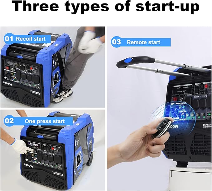DK 9200W Generator, Tri-fuel, Gas LPG NG, 120V/240V Output, Remote & Electric Start, 5-20R L5-30P 14-30R 14-50P, for Backup Power Outage Home