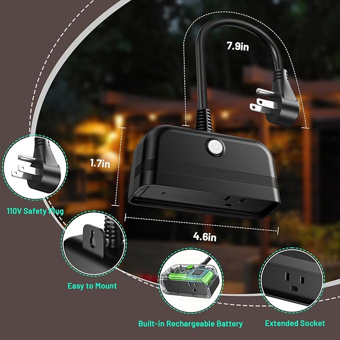 WiFi Power Failure Alarm Outdoor, Power Outlet Alarm with SmartLife App Alert for Indoor & Outdoor, 110dB Power Outage Detector for Freezer, Sump Pump, Auto Drip Irrigation, Greenhouse, Pond Pump