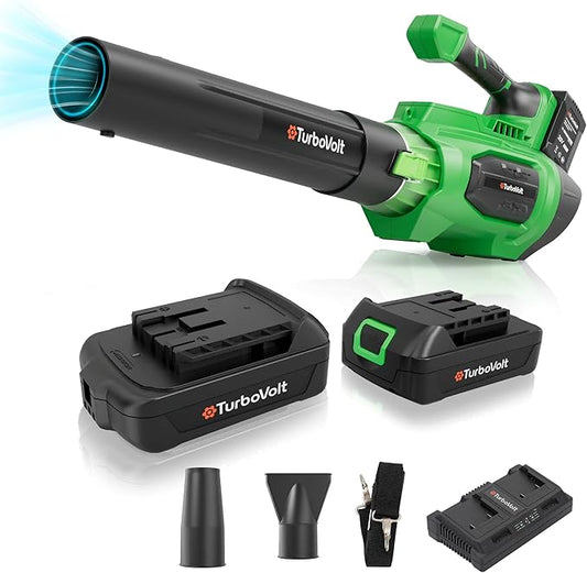 40V Cordless Leaf Blower with Battery and Charger, DynaVolt 620CFM 150MPH Brushless Electric Blower, 4-Speed Turbo, 3 Nozzles, Lightweight Handheld for Lawn Care, Yard, Patio, Wet Leaves, Garage