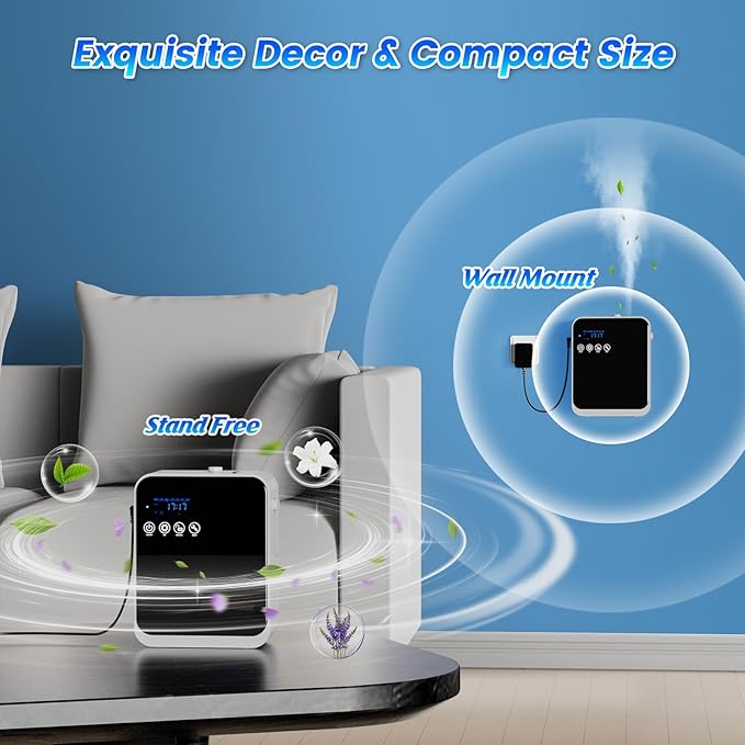 Waterless Essential Oil Diffuser:250ml Large Capacity Scent Air Diffuser with Smart APP & Touch Screen| Aromatherapy Large Room Oil Diffusers for Home,Office,Hotel Collection,Cover1500 sq.ft-Black