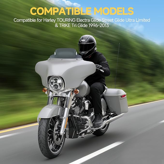Motorcycle 8” Windshield Windscreen Windshield Fit For 1996-2013 Harley Davidson Touring Street Glide Electra Glide Tri Glide Flht Flhx Flhtk Flhtc Flhtcu, Smoke