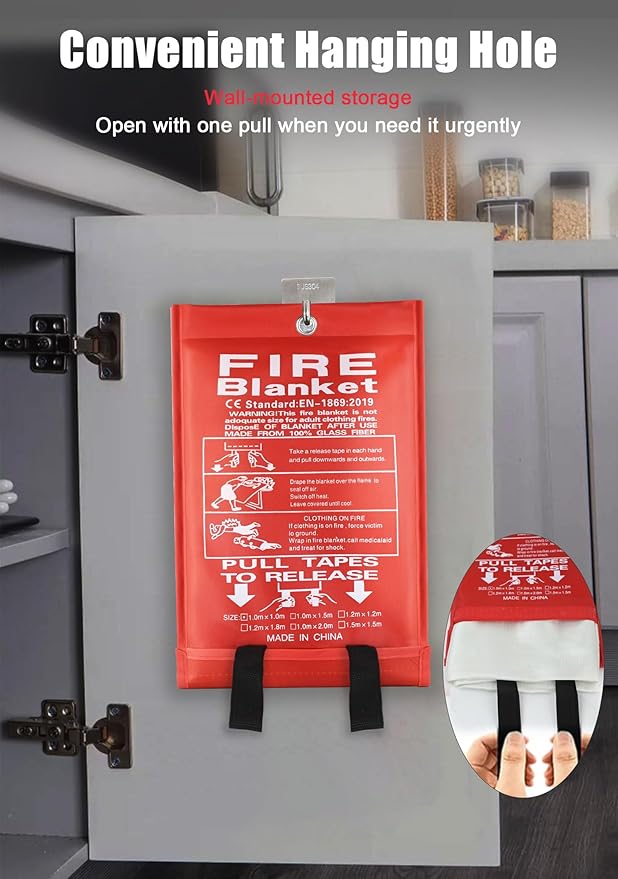 Kitchen Fire Suppression Blanket - 8 Pack 40"x40" Fire Blankets Emergency for Home, Fireproof Fiberglass Safety FireBlanket for House, Kitchen, Fireplace, Grill, BBQ