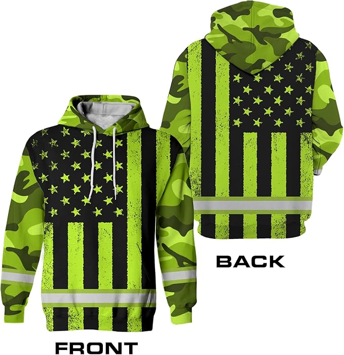 Matedecor High Visibility Hi Vis Hoodie for Men - Jobs Collection Custom Name Class 3 Reflective Safety Workwear
