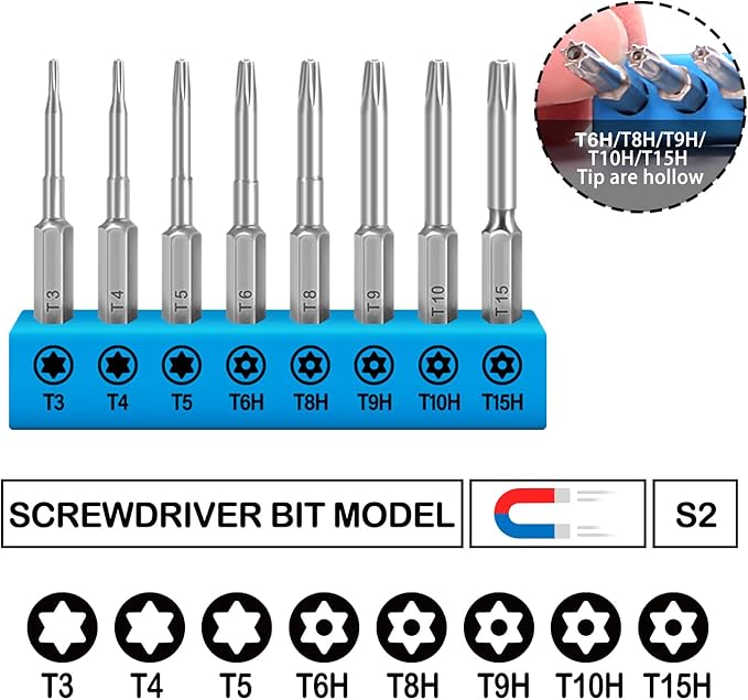 16Pcs Torx Screwdriver Set,T6 T8 Torx Screwdriver for Xbox Controller/PS3 PS4 PS5, T3T4T5T6T8T9T10T15 Crowbars,Tweezers,Cleaning Tool for Computer,Hard drive,Keyboard,Pocket Knife (16PCS)
