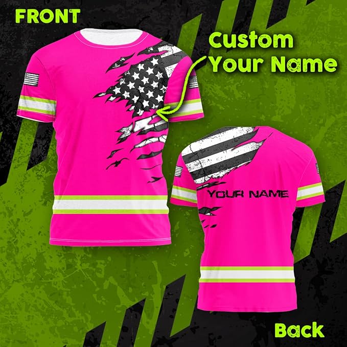 Color US Flag High Visibility Hoodie for Men Women Reflective Tapes Safety Workwear for Worker Runner Patriotic