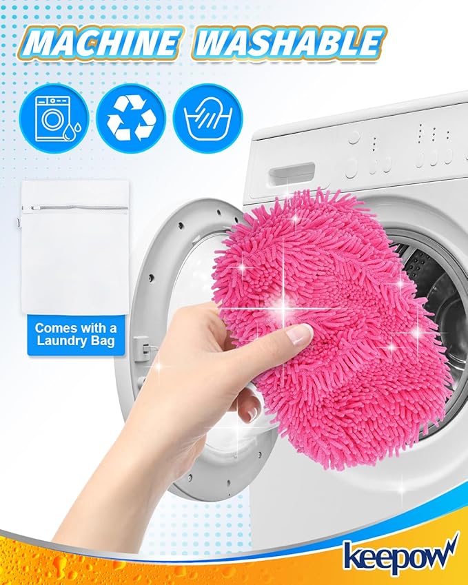 Reusable Microfiber Mop Pads Compatible with Swiffer Sweeper- 2 Pack Dry Sweeping Cloths & Wet Mopping Cloths - Washable Wet Pads Refill for Mopping Floors (Mop is not Included)