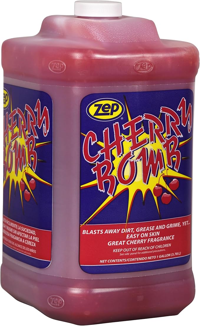 Zep Cherry Bomb Hand Cleaner and Zep D-4000 Hand Soap Dispenser - 1 Gal (Case of 4) - 95124 - Heavy-Duty Shop Grade Formula