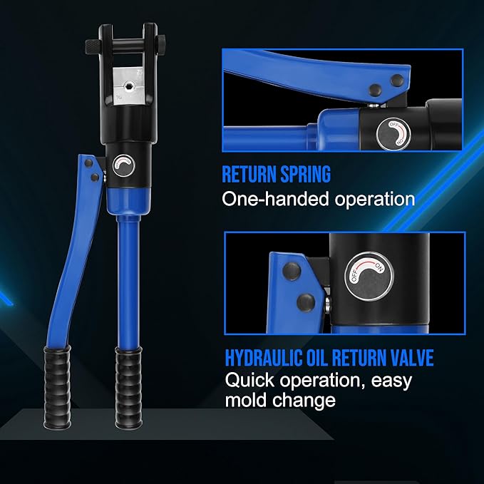 LICHAMP 19 Packs Hydraulic Cable Lug Tool with durable case, 4 AWG to 600 MCM Battery Cable Crimping Tool WIRE Terminal Crimper Set, 1603BL