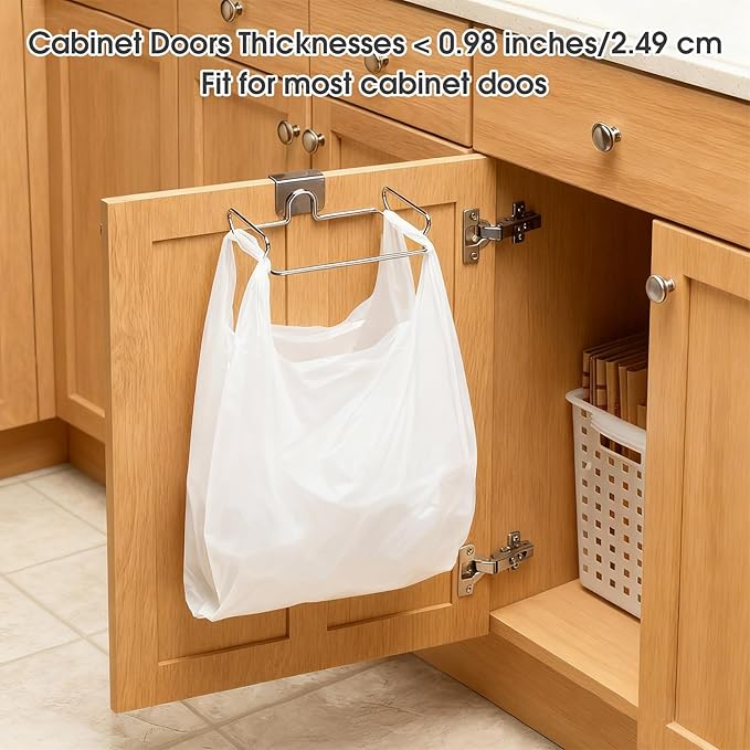 1 PCS Stainless Steel Under Cabinet Paper Towel Holder and 1 PCS Trash Bag Holder