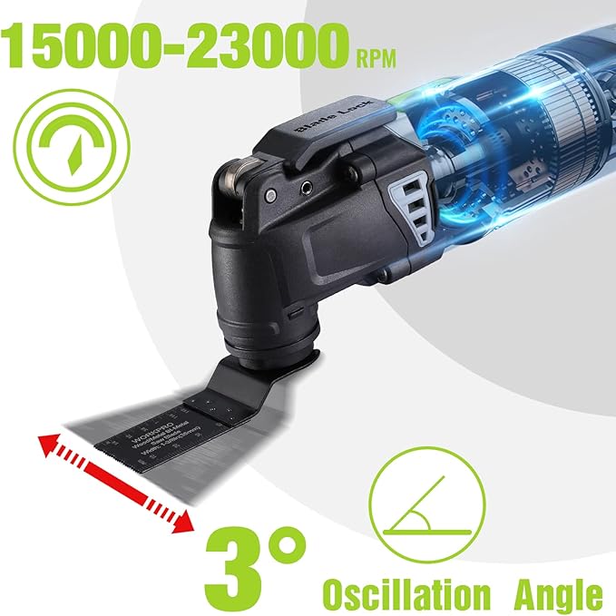 WORKPRO Oscillating Multi-Tool Kit, 3.0 Amp Corded Quick-Lock Replaceable Oscillating Saw with 7 Variable Speed, 3° Oscillation Angle, 17pcs Saw Accessories, and Carrying Bag