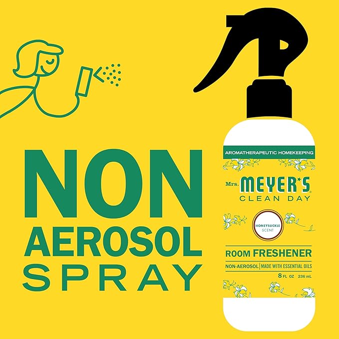 MRS. MEYER'S CLEAN DAY Room Freshener - Honeysuckle, 8 Fl Oz. (Pack of 2)