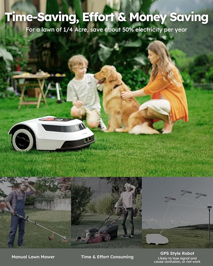 ANTHBOT Robot Lawn Mower with Max 180m Stable Boundary Wire - Recommended 550㎡, Max 900㎡, 300% Higher Efficiency of Grid-Shaped Mowing Path, Automatic Robotic Lawn Mower with Auto Mapping & Recharge