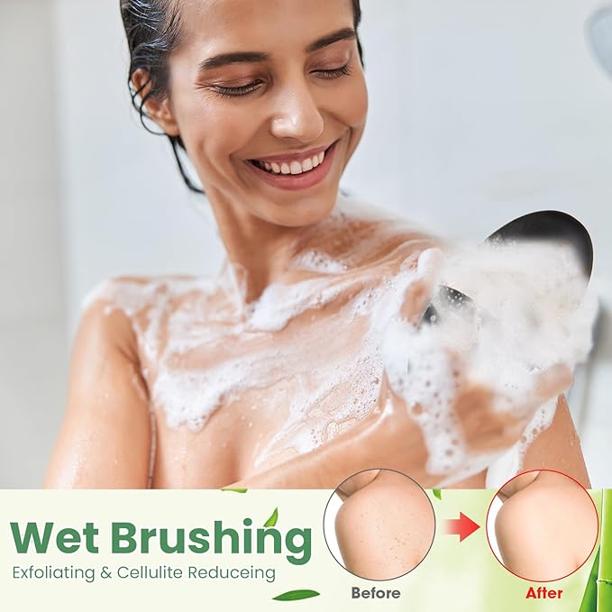 Gejoy 10 Pcs Dry Brushing Body Brush Exfoliating Brush with Massage Nodule Dry Skin Body Scrubber for Shower Bath Back Circulation Improvement Dead Skin Exfoliator (4.92 x 2.56 Inches,Black)