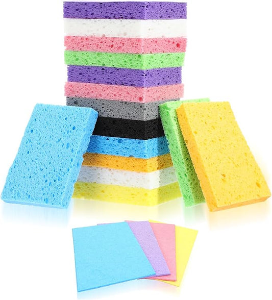 20 Pack Cleaning Sponge Kitchen Dish Sponges Non-Scratch Compressed Sponges Colorful Wash Scrub Sponge for Household Dishes Bathroom Cars Dining Dishwashing Cookware