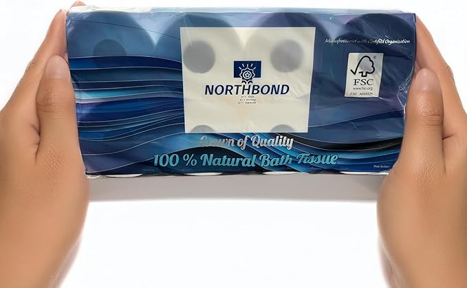 Northbond Strong & Soft 3-Ply Bamboo Toilet Paper – Eco-Friendly, Sustainable, Ultra-Absorbent Bulk 8-Pack (72 Regular Rolls), 4617 Sheets for Families, Septic-Safe & Biodegradable.