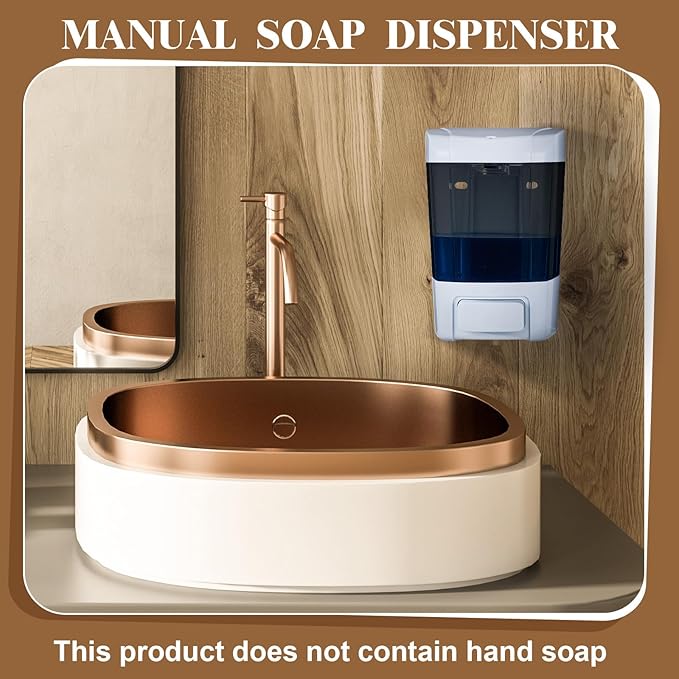 Hushee 6 Pcs Plastic Wall Mounted Soap Dispenser Commercial Manual Soap Dispenser Containers for Kitchen Shower Hotel