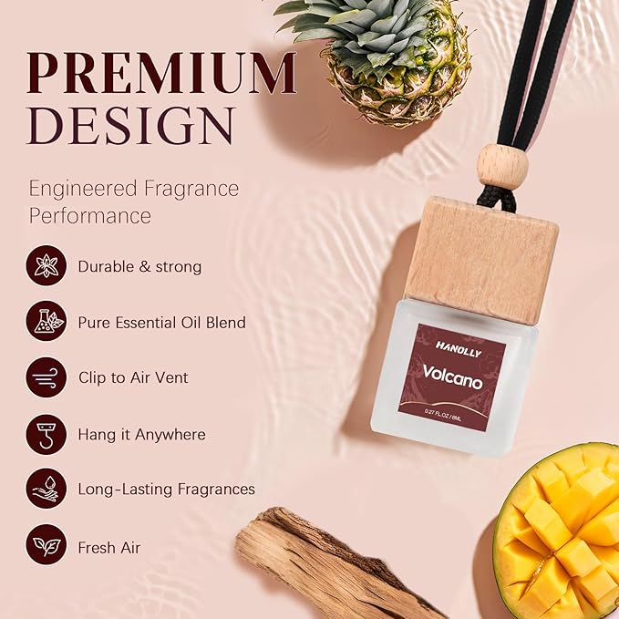 Car Air Freshener Hanging 2 Pack – Volcano Car Freshener Diffuser, Fall Car Air Freshener for Women and Men, Lasting up to 45 Days.0.27 FL OZ/8ML