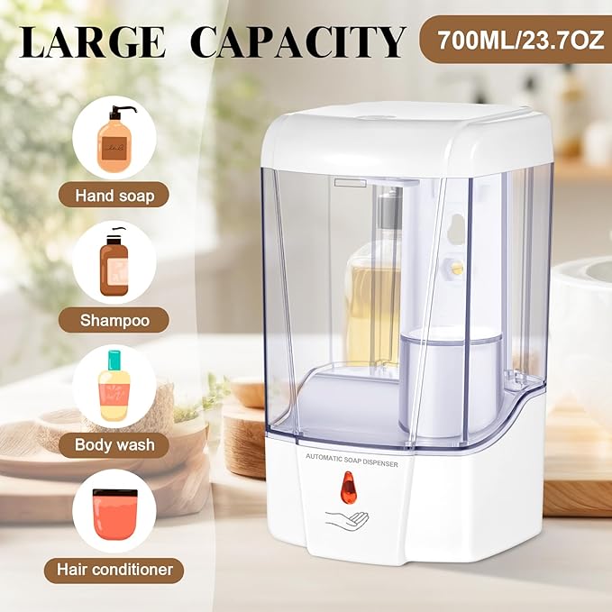 Hushee 2 Pcs Automatic Soap Dispenser Sensor Hand Sanitizer Dispenser Battery Powered for Office Kitchen Hotel