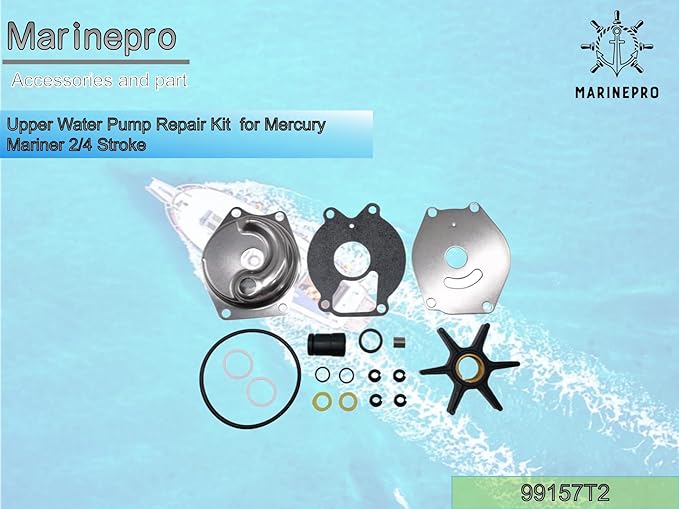 Upper Water Pump Repair Kit 99157T2 for Mercury Mariner 2 Stroke 15-25 HP 4 Stroke 9.9-15 HP 46-99157T2