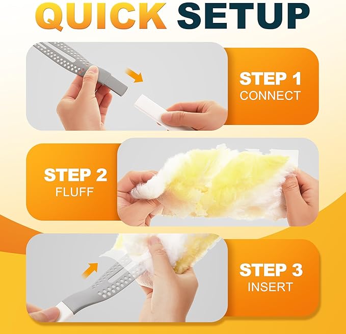 JOYMOOP Disposable Dusters for Cleaning, Heavy Duty Refills, Multi-Surface Dusting Brush for Pet Hair and Home Cleaning - Yellow