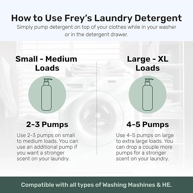 FREY Laundry Care Bundle: Concentrated Detergent & Fabric Softener, Cedar Grove Scent, HE-Compatible, Eco-Friendly