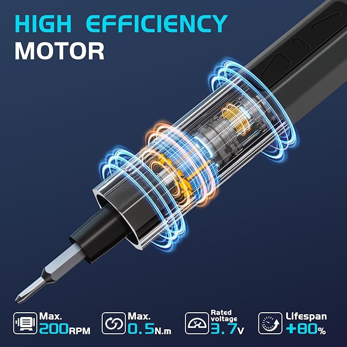 3.7V Mini Electric Screwdriver, Precision Electric Screwdriver Set, Cordless Screwdrivers, 64 Magnetic Bits, Magnetic Storage, Portable Repair Tool Kit for Electronics Phone Laptop Watch