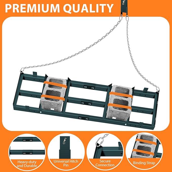 8FT Drag Harrow Driveway Grader, Driveway Drag with 6 FT Chain, Heavy Duty Power Rake for Gravel, Sand, Lawn, Soil, Hay, ATV, UTV, Mower, Tractor