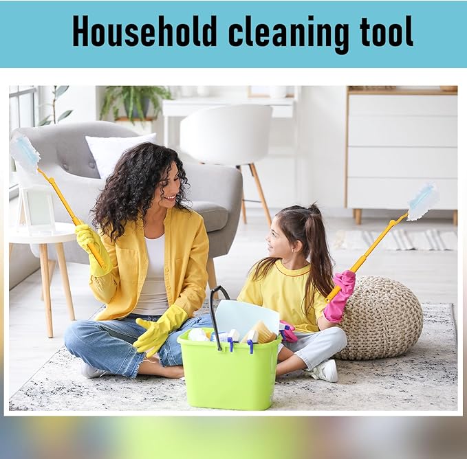 4 Pcs 3 ft Replacement Handles Compatible with Swiffer Duster Refill Adjustable Length Handles Duster Refill Extended Handle Removal Duty (Yellow)