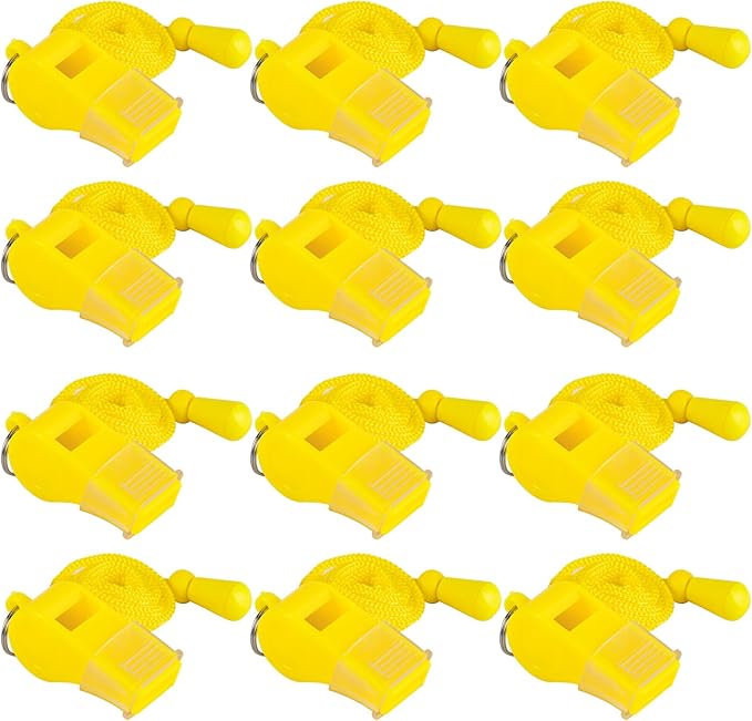 12 Pack Sport Whistles with Lanyar for Coaches, Referees and Officials, Loud Crisp Sound