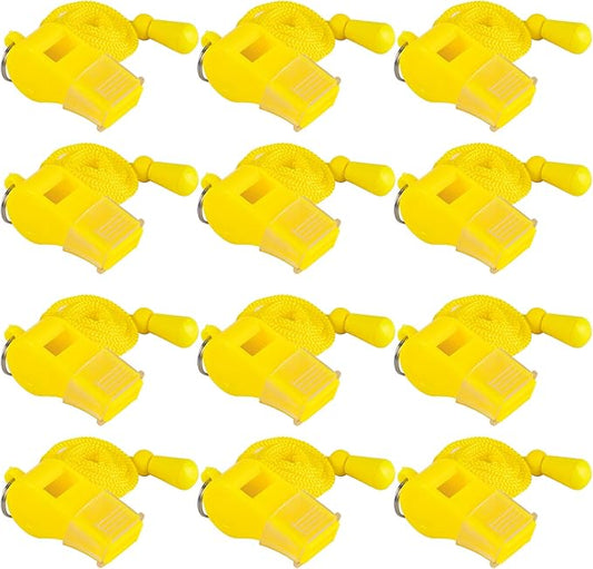 12 Pack Sport Whistles with Lanyar for Coaches, Referees and Officials, Loud Crisp Sound