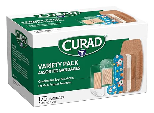 Curad Family Bandage Variety Pack, 4 Styles Included Waterproof, Galaxy, Flex-Fabric, Heavy Duty, 175 Bandages