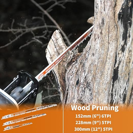 12-Piece Wood Pruning Reciprocating Saw Blade Set, Saw Blades Set, High Carbon Steel Pruning Blades for Tree, Wood and PVC Pipe Cutting