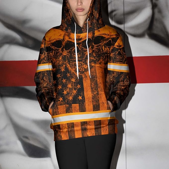 Color US Flag High Visibility Hoodie for Men Women Reflective Tapes Safety Workwear for Worker Runner Patriotic