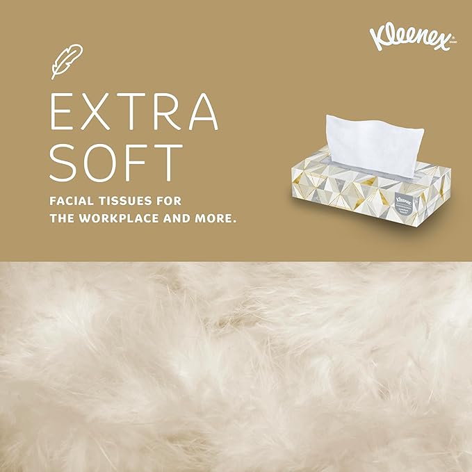 Kleenex Professional Facial Tissue, Bulk (21606), 2-Ply, White, Flat Boxed Format, Designed for Business (125 Tissues/Box, 48 Boxes, 6,000 Sheets/Case)