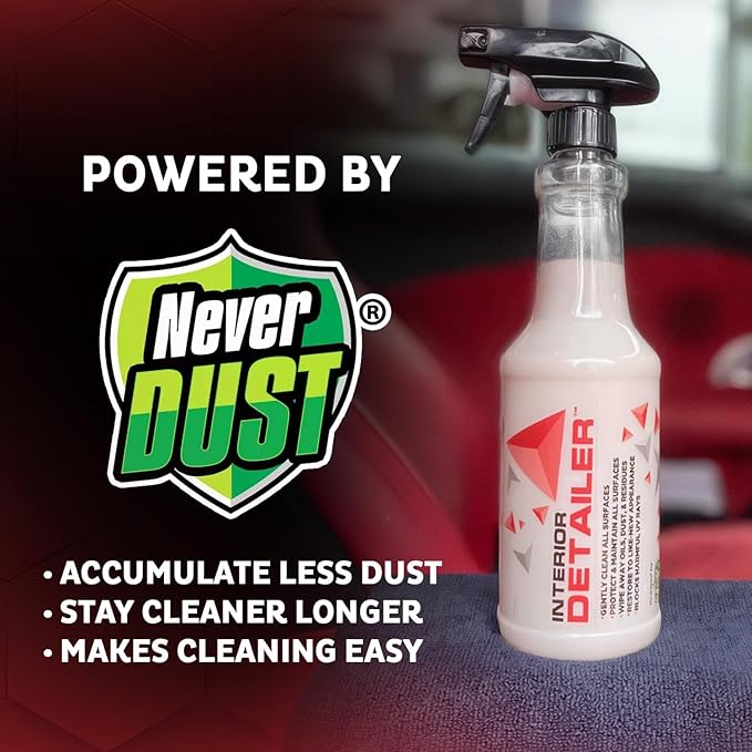 MAXL® Interior Car Cleaner Detailer Spray with NeverDust® Technology Formula (20oz, 2 Pack) - Repels Dust, Wipes Oil, Residue with Matte Finish for Leather, Dash, Trim & Screens - Safe on All Surfaces