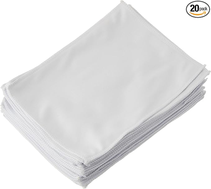 20 Bulk Deluxe 7" x 5" Blank Tech Cleaning Micro-Fiber Thick Cloths - Ready for Heat Press or Sublimation on One Side (Grey Plush on Back)