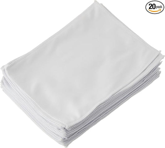 20 Bulk Deluxe 7" x 5" Blank Tech Cleaning Micro-Fiber Thick Cloths - Ready for Heat Press or Sublimation on One Side (Grey Plush on Back)