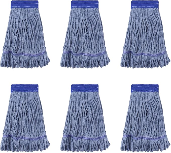 Commercial Heavy Duty Mop Heads Replacement for Rubbermaid: 6 Packs Industrial Wet Mop Head for Floor Cleaning - Cotton Commercial Products Wet Refills