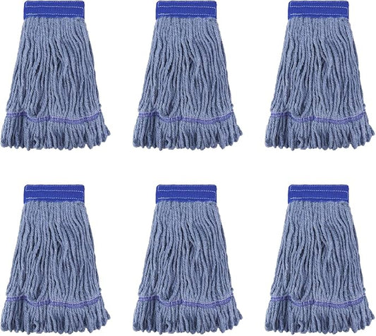 Commercial Heavy Duty Mop Heads Replacement for Rubbermaid: 6 Packs Industrial Wet Mop Head for Floor Cleaning - Cotton Commercial Products Wet Refills