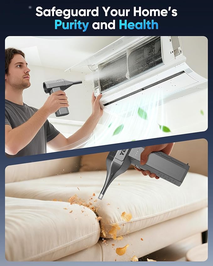 Compressed Air Duster, 300000 RPM & 400 G Wind Pressure, 10000 mAh Battery with Fast Charging, 4-Gear Electric Air Duster Rechargeable, Computer Air Duster PC Cleaner with LED Light for Cleaning