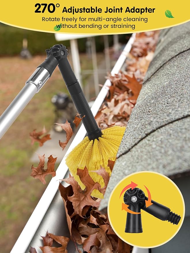 5-to-12 Foot Cobweb Duster with Extension Pole, Opow 20 Ft High Reach and 2 Replaceable Cleaning Washable Spider Web Brush Heads and Universal Joint Angle Adaptor Heavy Duty for Indoor & Outdoor Use