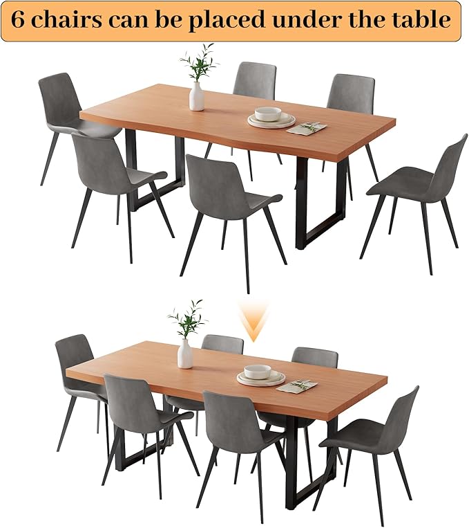 63" Wooden Dinner Table Det for 4, Modern Kitchen Table Set of 6, Thickened MDF Living Room Table for Dining Room, Kitchen, Office