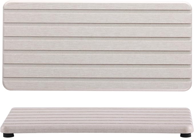 2 PCS Water Absorbent Diatomite Coasters Rectangle, Grooved Design, Water Absorbing Stone Used for Hand Soaps & Plants & toiletries in The Modern Home